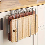 Gancho de Acero Inoxidable para Cocina con Tabla de Cortar - Organizador Fácil de Montar en la Pared para Puertas de Armarios, Toallas, Herramientas y Utensilios, Ideal para Almacenamiento en Cocinas o Baños, Estante Montado en la Pared | Espacio Organiz