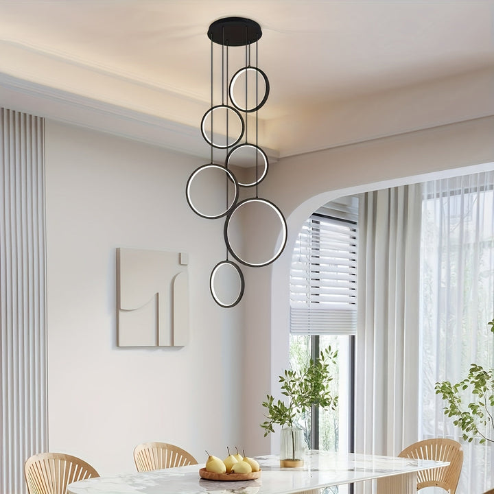 1pc Lámpara de Techo LED Moderna con Diseño Ajustable en Forma de Anillo para Sala de Estar, Dormitorio, Comedor - Ideal para Hogar, Oficina, Restaurante, Vestíbulo de Hotel, Salón de Exposiciones - Con Cableado Fijo