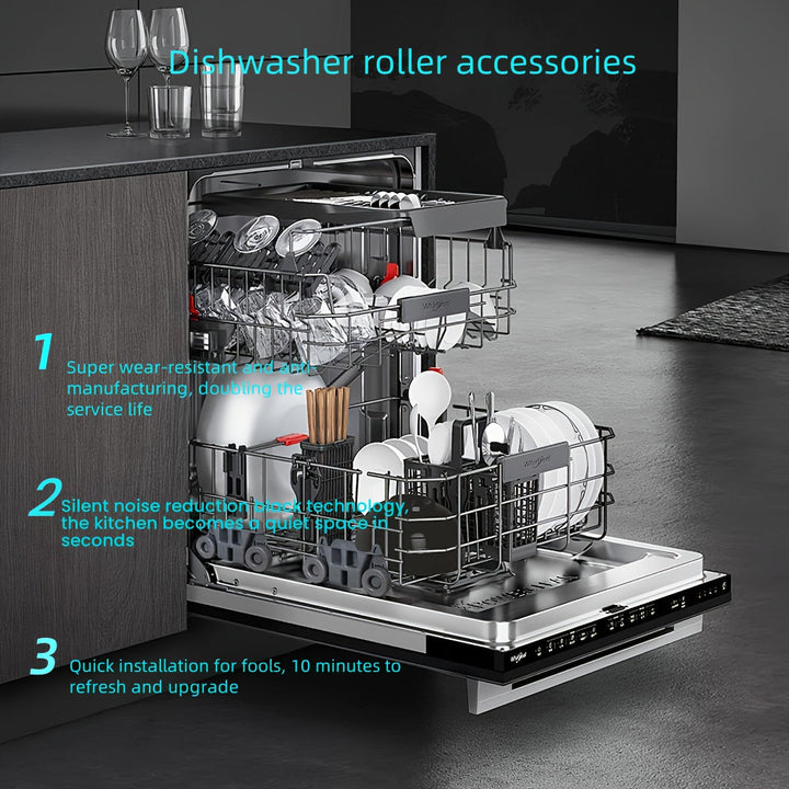 4/6/8 piezas de accesorios para rodillos de lavavajillas, resistentes al desgaste y duraderos, rodadura suave, instalación fácil, buena capacidad de carga y gran adaptabilidad