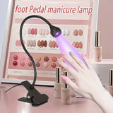Linterna de uñas - lámpara flash de secado rápido con control por pie, cuello flexible y pinza, adecuada para gel X, manicura en casa o salón, negra