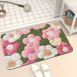 1 alfombra de baño antideslizante con diseño floral brillante, súper suave, absorbente y de secado rápido, lavable, ideal para cocina, entrada y decoración de ducha - Regalo perfecto para casa nueva, accesorios de baño