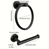 Juego de 2 accesorios para baño de acero inoxidable redondos, set de toallero y portarrollos de papel higiénico negro mate para montar en pared