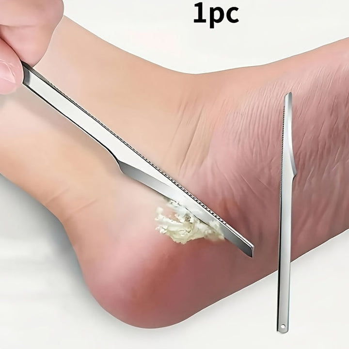 1 pieza, exfoliador de pies de acero inoxidable - Sin batería, sin fragancia, seguro para la piel seca y callos, herramienta de pedicura manual para el cuidado de los pies en casa, exfoliador de pies de acero inoxidable, herramienta duradera para el cuid
