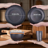 Juego de 16 piezas de platos de cena indestructibles y utensilios de cocina reutilizables, con 8 platos, 4 tazas y 4 tazones, fácil de limpiar, juego de platos de temporada/novedad.