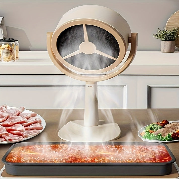 1 Ventilador Purificador Smoke-Away, Batería Recargable de 2400mAh, Ventilador de Rango Compacto para Escritorio con Fuerte Succión, Engranaje Ajustable, Reducción de Ruido de Bajo, Lavable - Incluye 2 Filtros, Ideal para Cocinas Pequeñas y Cocina al Air