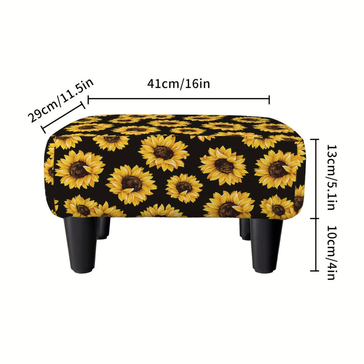 Taburete pequeño con diseño de crisantemo, taburete cuadrado de lino suave, taburete bajo para cambiar zapatos para uso doméstico.