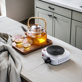 Placa eléctrica portátil con 5 ajustes de calor ajustables - Ideal para cocinar, vaporizar y freír - Superficie antiadherente duradera, 500W, 110V, enchufe de EE. UU., perfecto para dormitorios, oficinas y uso doméstico, esenciales para cocinar en la ofi