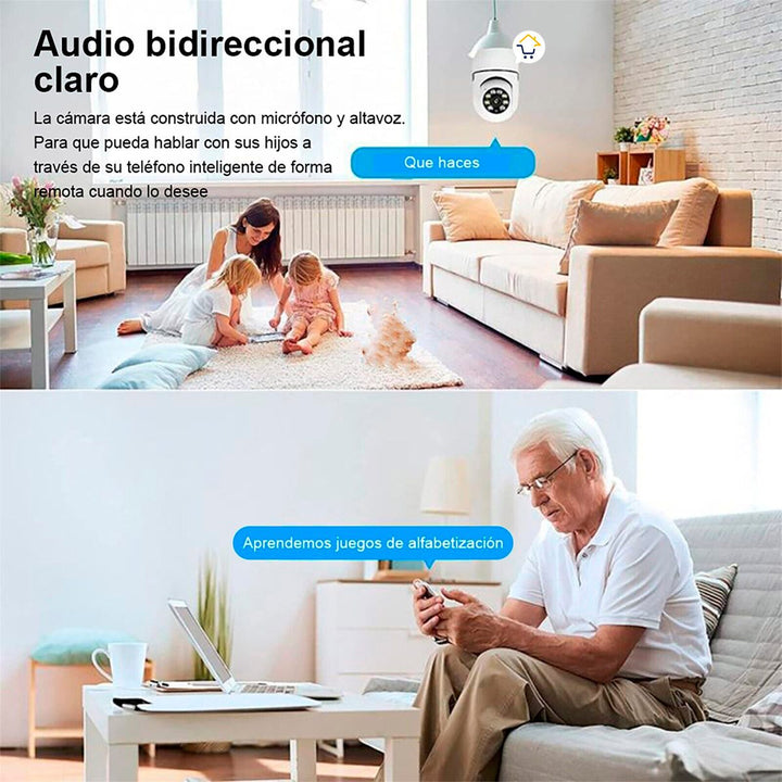 Cámara Seguridad IP Bombillo Wifi Panorámica 8177QT