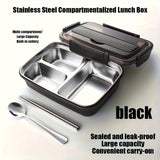 Organización deliciosa: Caja de almuerzo con compartimentos de acero inoxidable - Gran capacidad, a prueba de fugas, elegante caja de bento con utensilios integrados para un fácil transporte - Ideal para el trabajo, la escuela y la preparación de comidas.