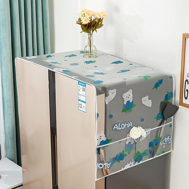 1 cubierta multifuncional para secadora, resistente al agua y aceite, fácil de limpiar, plástico blanco, diseño sencillo, control efectivo de polvo, con bolsillo lateral, gran capacidad de almacenamiento, repuesto para secadora