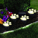 4 piezas de luces solares LED CIMMELO para patas de mascotas - Luces decorativas de alta calidad IP44 con brillo cálido, montaje semienterrado de plástico duradero para césped, senderos, patios, entradas y decoración de vacaciones, luces para patas para