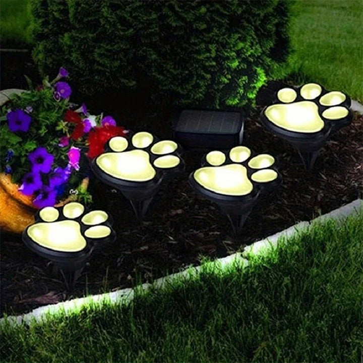 4 piezas de luces solares LED CIMMELO para patas de mascotas - Luces decorativas de alta calidad IP44 con brillo cálido, montaje semienterrado de plástico duradero para césped, senderos, patios, entradas y decoración de vacaciones, luces para patas para
