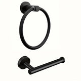 Juego de 2 accesorios para baño de acero inoxidable redondos, set de toallero y portarrollos de papel higiénico negro mate para montar en pared