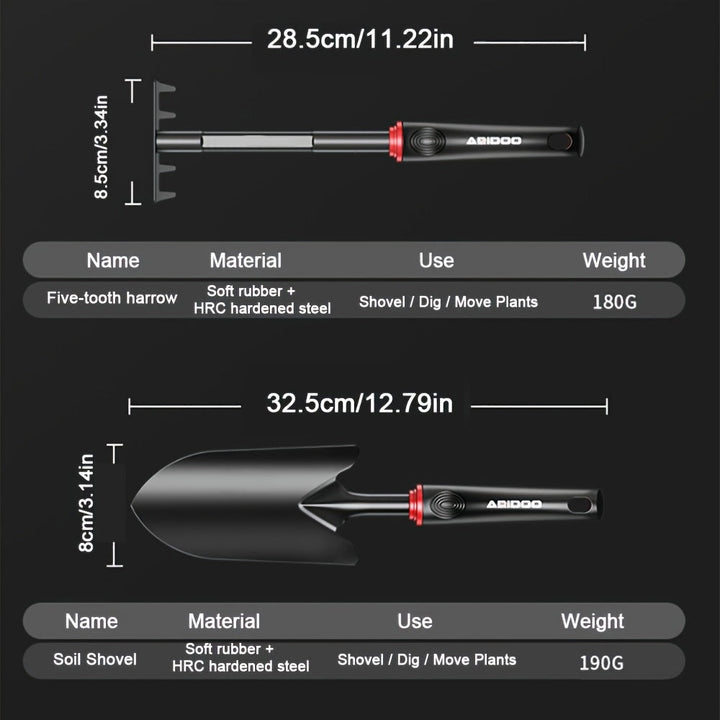 Juego de herramientas de jardinería, azada de acero al carbono grueso, juego de herramientas de jardín para remover malezas, pala de suelo, tridente de tres dientes para aflojar el suelo, herramienta para remover plantas en macetas, kit de camping para l