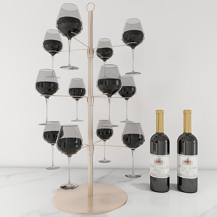 1pc Elegante Estante de Metal para Copas, Acabado en Esmalte, Estante Colgante para Copas de Champán y Vino, Organizador de Almacenamiento de Vajilla para Decoración del Hogar, Bodas, Exhibición de Banquetes, Artesanía de Hierro, Pata Alta