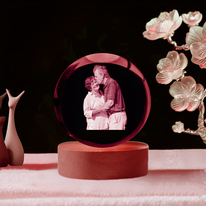 Luces Nocturnas de Cristal LED Personalizadas con Foto - Decoración Moderna para Dormitorio y Oficina, Alimentado por USB, Regalo Ideal para Bodas, Padres, Mascotas, Fiestas y Más