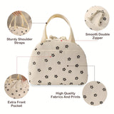 Bolsa de almuerzo aislada para mujeres y hombres - Contenedor de alimentos con diseño floral, resistente al agua, de poliéster duradero, ideal para la escuela, viajes, pícnic y trabajo, caja de almuerzo aislada, sin contacto con alimentos.