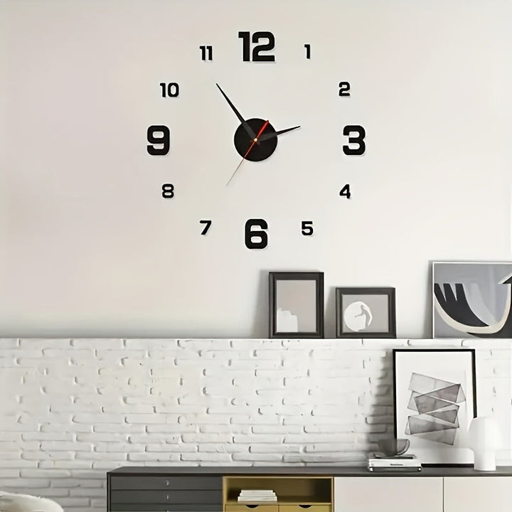 1 reloj de pared de acrílico moderno, reloj grande silencioso con números 3D, corona plana redonda, operado por batería (AA), ideal para decoración de salón y dormitorio
