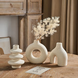 3 piezas Conjunto de jarrones de cerámica blanco leche para decoración para salón, dormitorio y oficina