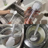 Cepillo para botellas, cepillo para limpiar botellas con mango largo, adecuado para limpiar recipientes de boca estrecha, botellas deportivas de vacío, vasos, frascos y cristalería.