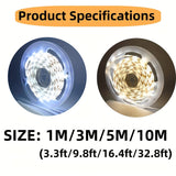 Tiras de Luz LED USB de Fácil Instalación - Alta Luminosidad, Cortables a Medida, Opciones de Blanco Cálido y Frío para Dormitorio, Cocina, Retroiluminación de TV, Flexibles, Adhesivas, Iluminación Nocturna, Decoración DIY