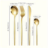 Juego de cubiertos de acero inoxidable dorado pulido, 16/24/32 piezas, en caja de regalo, incluye tenedor, cuchillo y cuchara, apto para lavavajillas, ideal para Navidad, Halloween, Pascua, 4 de julio y otras celebraciones