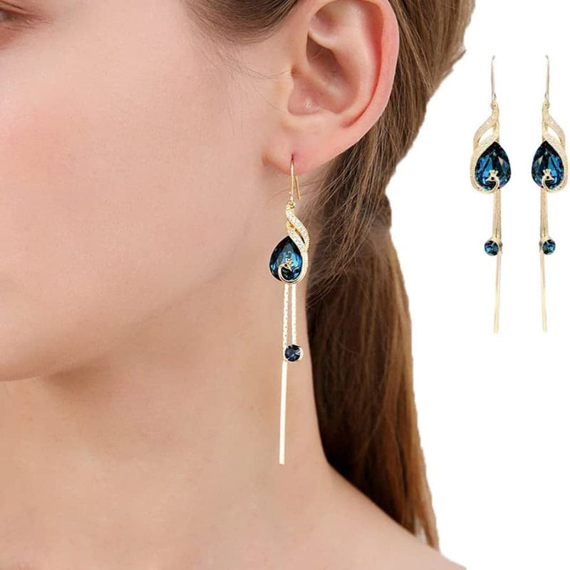 Par Aretes Colgantes De Pavo Real 5