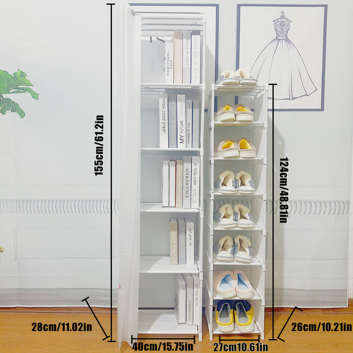 2 piezas Conjunto grande de combinación, estantería de almacenamiento portátil ensamblada, estantería de bolsos coincidente para izquierda y derecha, estantería de almacenamiento de artículos