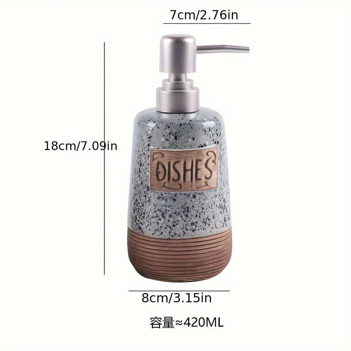 1 dispensador de jabón de cerámica, botellas de bomba de loción artesanales vintage, dispensadores de jabón para cocina y baño, estilo rústico para jabón para platos y jabón de manos, dispensador de loción recargable