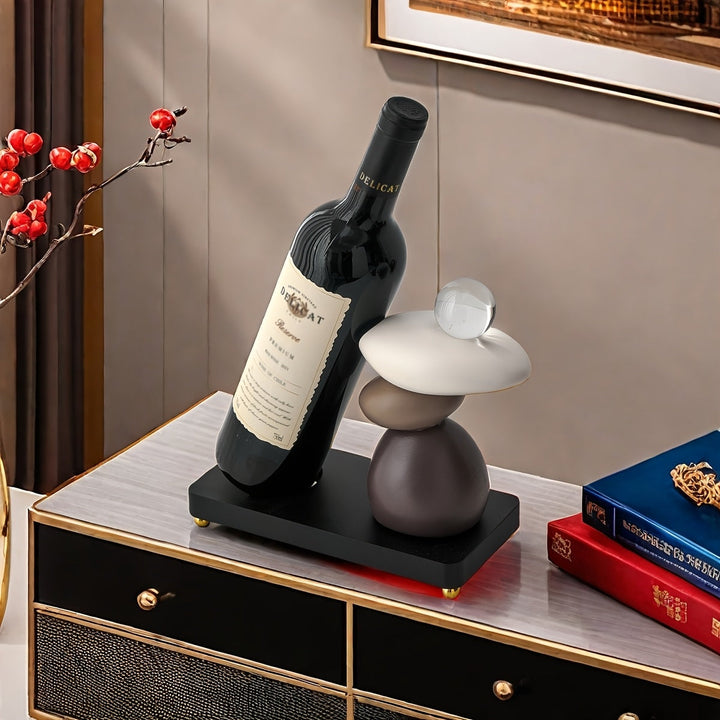 Rack de Vino de Resina Moderno | Diseño Apilable con Acabado Elegante | Exhibición Artística para Mesa en Sala de Estar y Comedor | Pieza Decorativa Minimalista para el Hogar | Ideal para Aficionados al Vino