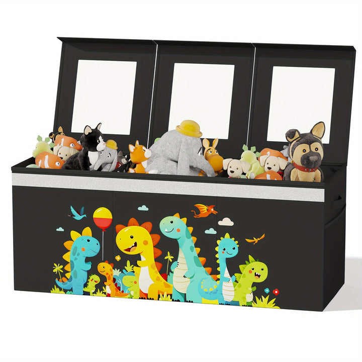 140L Caja de Almacenamiento Plegable Extra Grande con Ventana Visible - Organizador de Tela Resistente, Solución para Juguetería en Habitación Infantil y Dormitorio, Cubo Duradero con Asas, Diseño Transparente para Sala o Cuarto