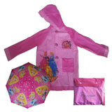 Combo Impermeables Niñas Princesas Disney + Sombrilla + Silbato + Estuche GRATIS!