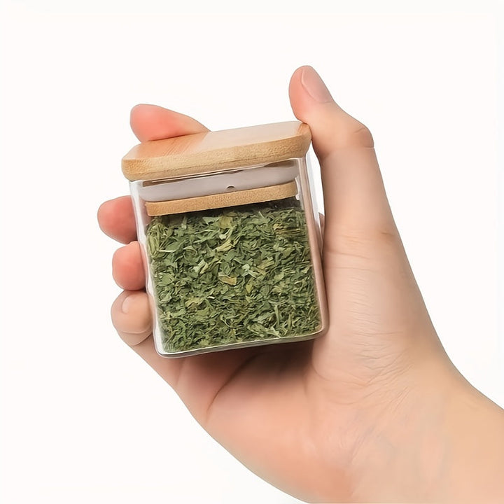 12 piezas en un conjunto, frascos sellados para alimentos apilables, botellas de vidrio de borosilicato de alta calidad con tapas de bambú, cajas de almacenamiento de granos de cocina, contenedores a prueba de humedad.