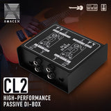 1pc AmaceX CL-2 Caja de DI de alto rendimiento pasiva, construcción de hierro, transformador de impedancia de 1/4", atenuador de entrada, compatible con PC, XLR/salida balanceada/no balanceada, alimentación eléctrica de la habitación, ≤36V