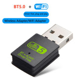 Adaptador BT5.0+WiFi 600m Dual-Mode, Tarjeta Combo Inalámbrica y WiFi: Alta Velocidad de Internet con Conexión Sin Interrupciones para Ratones, Teclados, Altavoces y Auriculares – No Necesita Controladores, Plug-and-Play