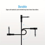 Paquete de 6 Cables para Pedales de Guitarra SONICAKE de 15cm (6 Pulgadas) - Conectores en Forma de L 24AWG, Aislamiento TPE Anti-Ruido, Connectores TS 1/4" para Tableros de Efectos y Amplificadores, Accesorios para Pedales de Guitarra, Transmisión de Se