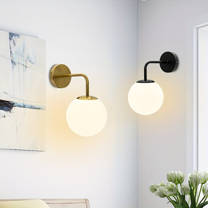 1/2pcs, Lámpara de Pared Moderna, Cuerpo Metálico /Dorado con Pantalla de Plástico, Portalámparas E27, Instalación Directa, Ideal para Sala, Dormitorio o Pasillo (Bombilla No Incluida)