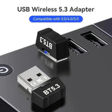 Adaptador de Red sin varillas USB-B 5.3 - Plug & Play para Windows 11/10/8.1, Diseño de Doble Antena, Control por App, Compatible con PC/Laptop/Auriculares/Tarjetas Teclado/Mouse/Altavoces, Desciende Automáticamente a 5.2/5.1/5.0/4.2/4.1/4.0, Adaptador W