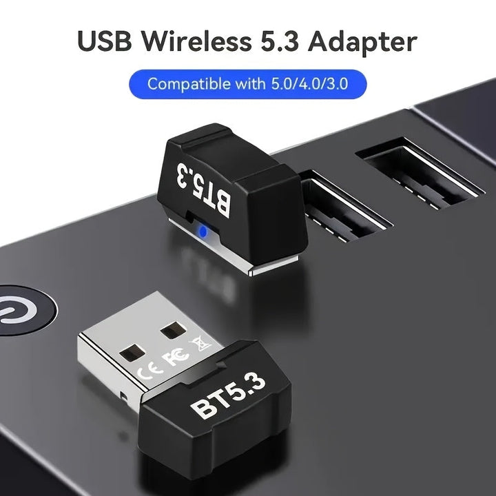 Adaptador de Red sin varillas USB-B 5.3 - Plug & Play para Windows 11/10/8.1, Diseño de Doble Antena, Control por App, Compatible con PC/Laptop/Auriculares/Tarjetas Teclado/Mouse/Altavoces, Desciende Automáticamente a 5.2/5.1/5.0/4.2/4.1/4.0, Adaptador W