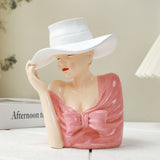 Jarrón Boho Chic de Resina con Forma Femenina para Sala de Estar, Dormitorio y Decoración de Entrada - Redondo, No Requiere Batería, Decoración del Hogar, Jarrón