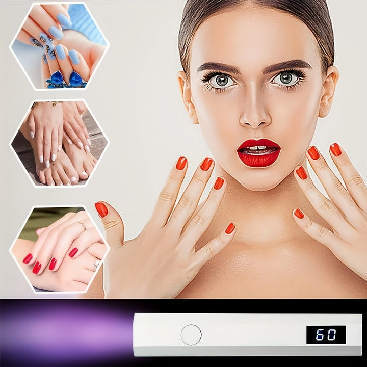 Mini luz para uñas con pantalla LED, recargable, secado rápido, compacta, portátil, mano y pie, solidifica todas las herramientas de arte de uñas en gel