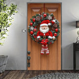 Decoraciones de Navidad - Elegantes cortinas de puerta de Navidad con corona de Papá Noel, decoraciones festivas para porche, material de poliéster, estilo contemporáneo, lavables a máquina, adecuadas para varios tipos de habitaciones.