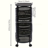 1 pieza de acero al carbono, estante de almacenamiento de cocina giratorio de capas múltiples - Diseño duradero y ahorrador de espacio con 4 niveles, ideal para la organización del hogar, almacenamiento de cocina | Estante de cocina moderno | Utensilios