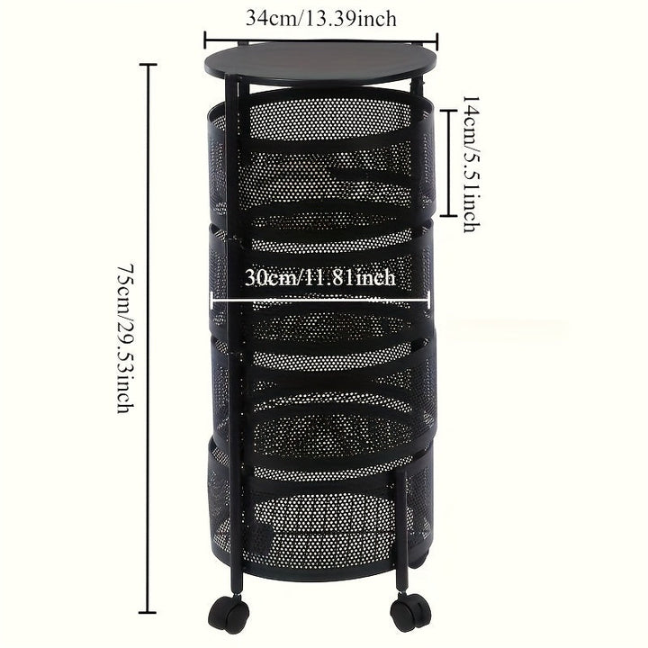 1 pieza de acero al carbono, estante de almacenamiento de cocina giratorio de capas múltiples - Diseño duradero y ahorrador de espacio con 4 niveles, ideal para la organización del hogar, almacenamiento de cocina | Estante de cocina moderno | Utensilios