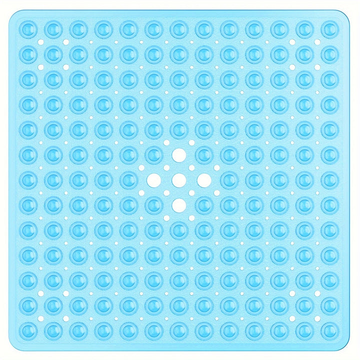 Alfombrilla de Baño Cuadrada de 1 pieza, Antideslizante con Orificio de Drenaje y Ventosas de Gran Capacidad de Absorción, Fácil de Limpiar, Lavable en Máquina, 53.34x53.34cm, Alfombra para Ducha, Alfombra para Bañera, Decoración del Hogar