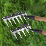 Rastrillo de jardín de acero al carbono de alta resistencia con mango más largo - Herramienta de desmalezamiento y aéreo de suelo sin esfuerzo, opciones de 5/6/7/8 dientes, ideal para jardinería y cuidado de césped, esenciales para jardinería | Mango erg