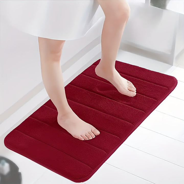 Alfombra de Baño Antideslizante a Rayas - Lavable a Máquina, Suave Vellón de Coral, Perfecta para Sala de Estar, Dormitorio y Pasillo, 1pc, Baño