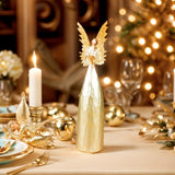 Escultura de ángel nórdico artesanal con alas doradas - Figurita de resina elegante para decoración interior/exterior, regalo perfecto para cumpleaños, Navidad, Acción de Gracias para padres y amigos, decoración de ángeles.