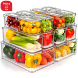 THELIFE 28/14 piezas, Organizador de refrigerador (14/7 contenedor + 7 tapa) Perfecto para almacenamiento y organización de alimentos en la cocina de RV, Seguro para lavavajillas, Negro, Esencial para la organización de la cocina!