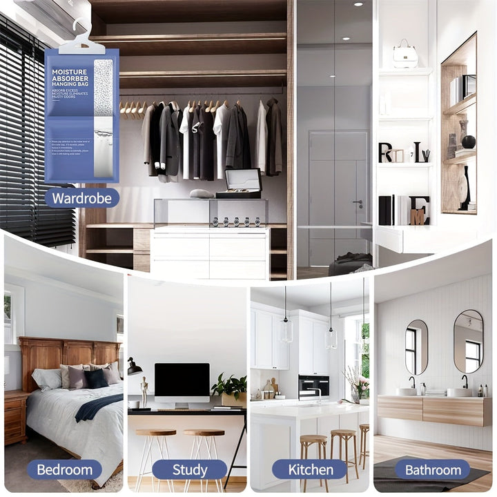 6 Bolsas de Deshumidificadora Colgante, Paño de Cloruro de Calcio de Alta Eficiencia, Adecuado para Armario, Baño, Bolsas de Humedad, Sin Fragancia, Se Puede Colgar en Armario, Baño, Elimina Olores y Muestras, Muy Adecuado para Uso en Casa y Viajes